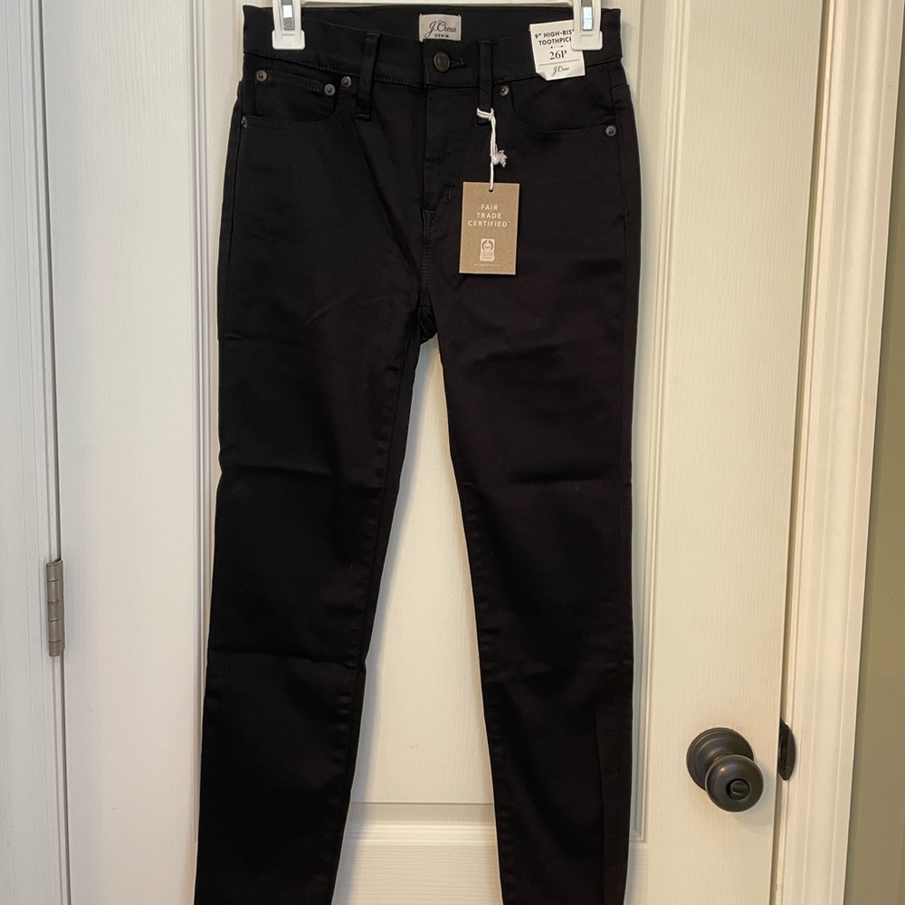 NWT J. Crew Petite 9” High-Rise Stretchy Toothpick Jeans - Black P26